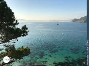 Hier sieht man das glasklare t&uuml;rkisene Meer zwischen den Cies Inseln.