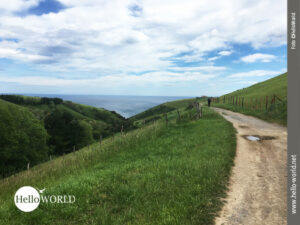 Das Bild zeigt ein Beispiel f&uuml;r die Beschaffenheit der Wanderwege an der spanischen Nordk&uuml;ste. Dieser Wegabschnitt zeigt einen sandigen Weguntergrund.