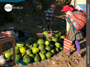 Die Galerie Bilder von M&auml;rkten in S&uuml;damerika, zeigt hier ein Beispiel eines Melonenverkaufes.